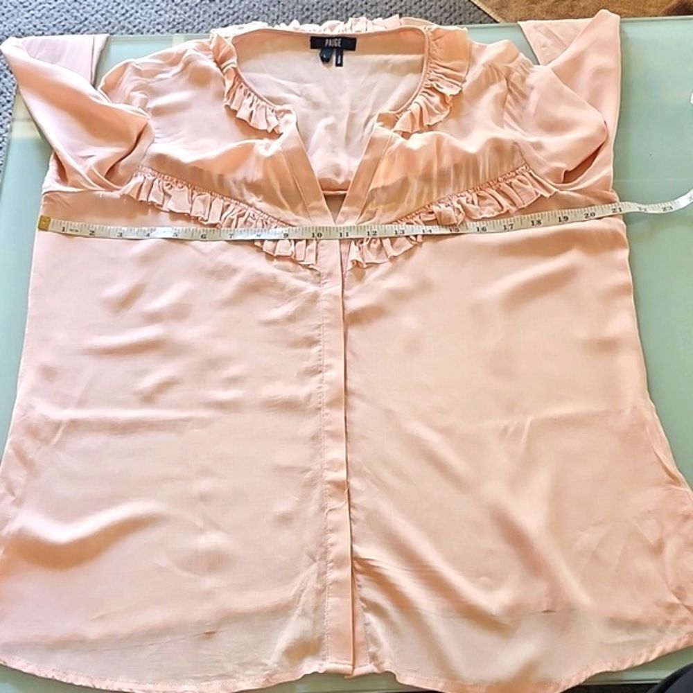 PAIGE Revolve Montel Cottagecore Boho Pastel Peach  Blouse Size Large - Picture 7 of 8